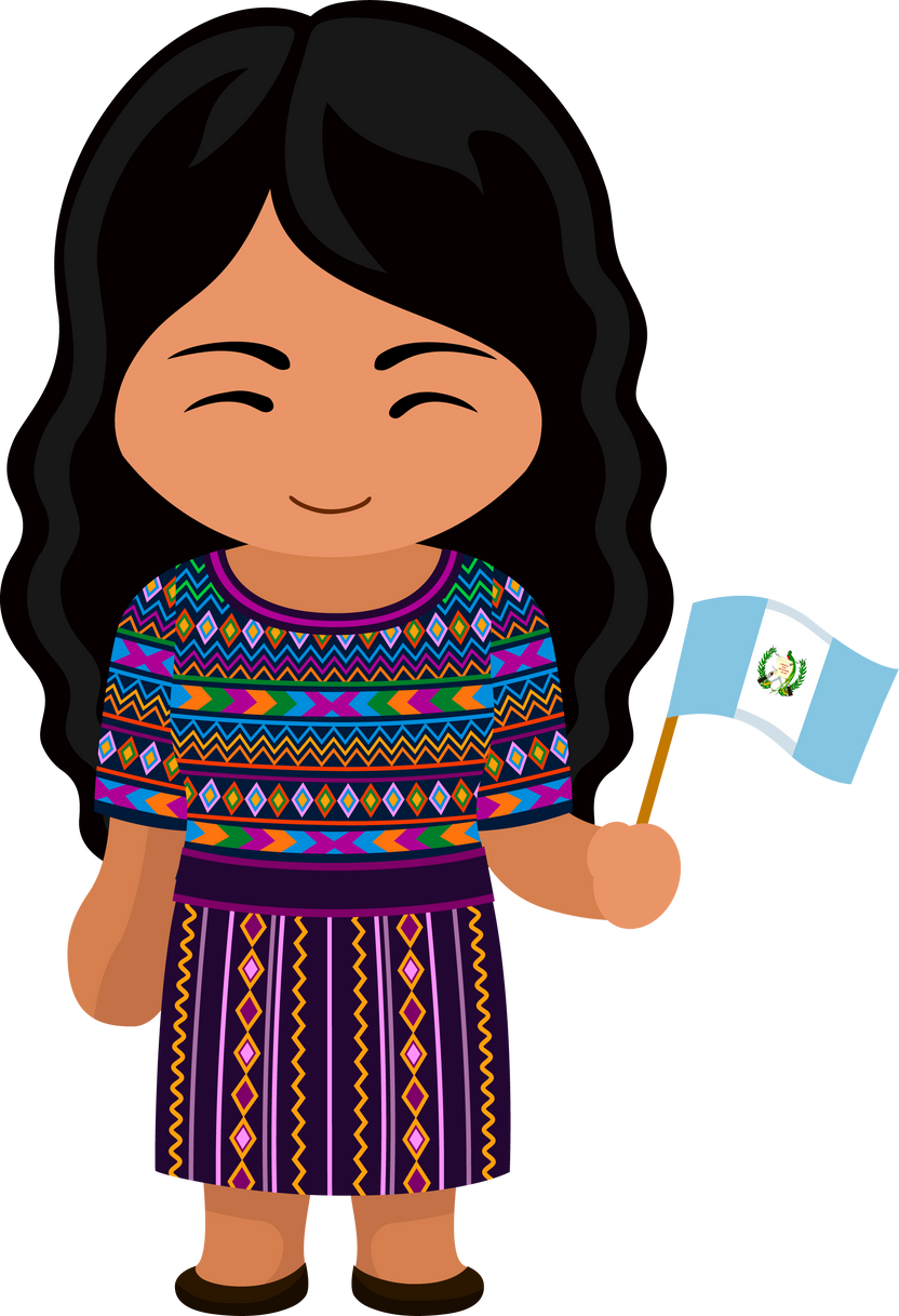 Woman in guatemalan national dress with flag.