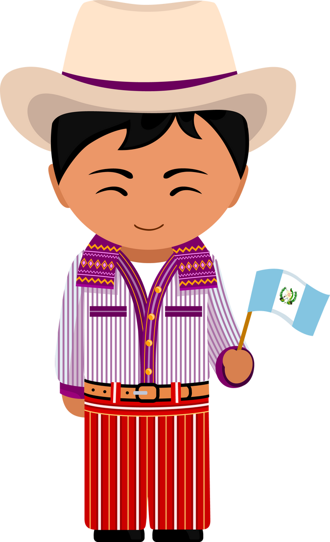 Man in guatemalan national costume with flag.